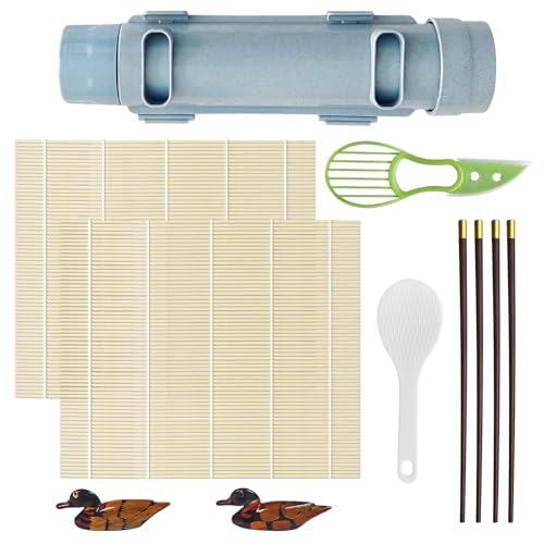 FORETOGO 9 Stück Sushi Maker Kit,Sushi Set zum Selber Machen Enthält Bamboo Mat,Reislöffel,Teiler,Stäbchenablage,Essstäbchen,sushi Making Kit für Liebhaber FORETOGO 9 Stück Sushi Maker Kit,Sushi Set zum Selber Machen Enthält Bamboo Mat,Reislöffel,Teiler,Stäbchenablage,Essstäbchen,sushi Making Kit für Liebhaber von FORETOGO