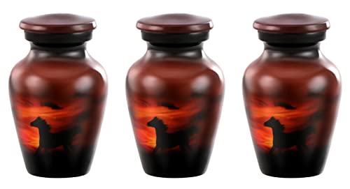 Forever URNS Andenken-Urne – schwarzes Pferd kleines Andenken Qnty 3 – Andenken Urne für menschliche Asche mit 1 Samt-Box-Mini-Andenken-Urne – erschwingliche Andenken-Urne von FOREVER URNS - CHERISH THE MEMORIES
