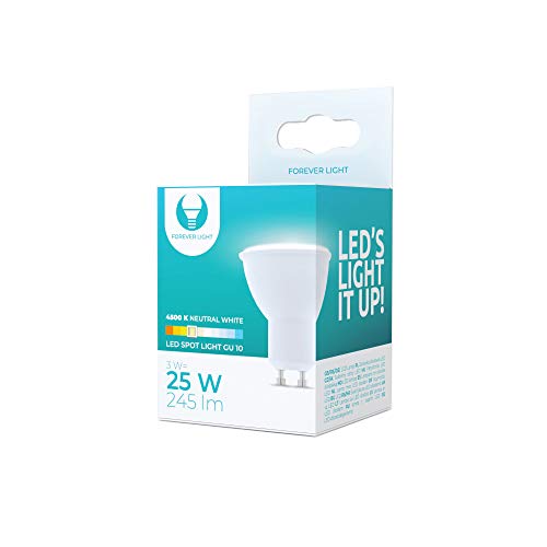 2 Stück Forever Light GU10 LED Lampe, Spot 3W (ersetzt 25), 4500K Neutralweiß, LED Leuchtmittel 250 Lumen von FOREVER