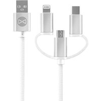 3in1 usb - iPhone + usb-c + microUSB Ladekabel Datenkabel 1.2m 20W 3A Weiß von FOREVER