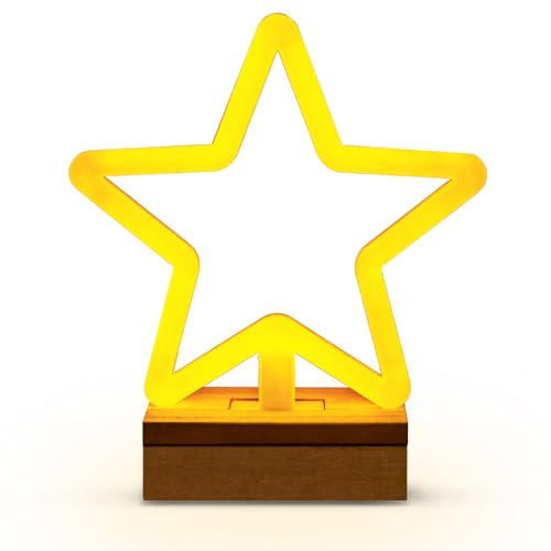 FOREVER Light LED Leuchtreklame Stern Neonlichter Warmweiß Neon Wood Stand Wandleuchte Batterie oder USB Betriebenes Nachtlicht LEDLampe Leuchte Dekoration Kinderzimmer,schlafzimmer, Beleuchtung von FOREVER