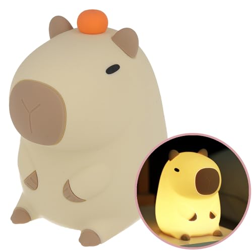 FOREVER Light LED Nachtlicht Kinder Dimmbar - Freundliche Capybara Lampe Mit Berührungsaktivierung - 4 Lichtmodi, Akku, USB-C - Dekoratives Silikon Küken Nachtlicht von FOREVER