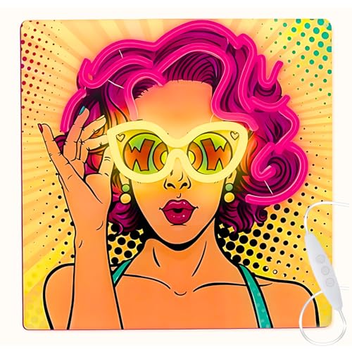 FOREVER Light LED Neon ART Schild Power Woman - Gelb-Violett Beleuchtung für Zuhause und Restaurants - Energiesparend Neon LED Schild USB - Perfekt Art Deko mit Helligkeitseinstellung von FOREVER