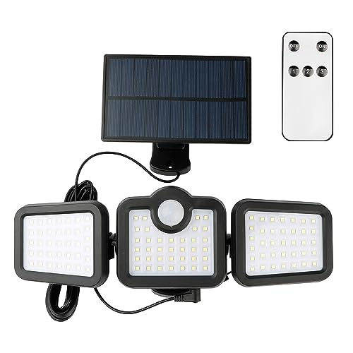 FOREVER Light Sunari FLS-04 Solarleuchte LED 8W, 600 Lumen, 6000K 2400mAh Akku PIR-Bewegungssensor, Drei Modi, IP65 wasserdicht Außenbeleuchtung mit Fernbedienung fur Garten, Balkon von FOREVER