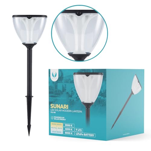 FOREVER Solarleuchte LED, SUNARI FLS-98, Säule MODERN, Gartenleuchte, Solarlampe für Außen, LED Licht Solar Wegeleuchte, Deko, Garten, Leuchte Lampe mit Dämmerungssensor mit Erdspieß, 2200mAh mit PIR von FOREVER