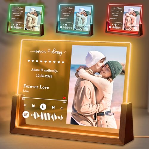 FORHISHER Spotify Glas Personalisiert Fotogeschenke für Freundin Freund Pärchen Jahrestag Geschenk Ideen für Sie Ihn Geburtstag Valentinstag Weihnachtstag Hochzeitstag für Frauen Männer Frau Ehemann von FORHISHER