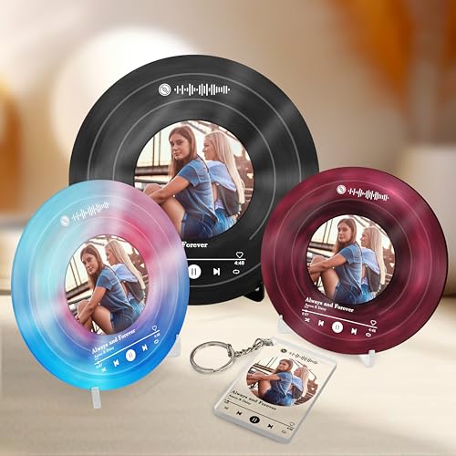 FORHISHER Vinyl Schallplatten Spotify Glas Personalisiert Geschenk für Ihn Sie Fotogeschenke für Freundin Freund Pärchen Jahrestag Geschenk Ideen Geburtstag für Frauen Männer Frau Ehemann von FORHISHER