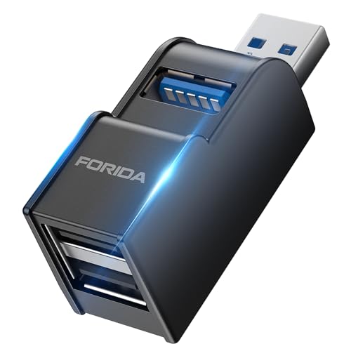 FORIDA 3 in 1 USB-hubs, Mini USB Hub Splitter mit Mehreren USB3.0 Adapter USB Splitter 1 zu 3, Mutil USB Verteiler für Laptop, MacBook, Flash-Laufwerk, Tastatur, Maus (Schwarz) von FORIDA