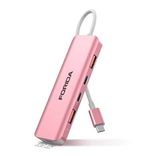FORIDA USB C Hub, 10 Gbps USB C Splitter für Laptop, 2 Type C 3.1 und 2 USB A 3.2 Datenanschlüsse, 100 W Power Charging, für MacBook Air/Pro, Surface Pro, XPS, PC, iPhone 15 (Roségold) von FORIDA