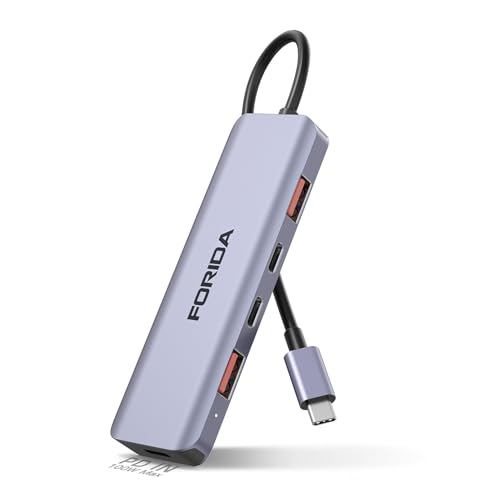 FORIDA USB C Hub, 10 Gbps USB C Splitter für Laptop, 2 Type C 3.1 und 2 USB A 3.2 Datenanschlüsse, 100 W Power Charging, für MacBook Air/Pro, Surface Pro, XPS, PC, iPhone 15 (Grau) von FORIDA