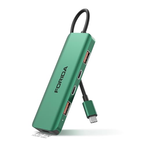 FORIDA USB C Hub, 10 Gbps USB C Splitter für Laptop, 2 Type C 3.1 und 2 USB A 3.2 Datenanschlüsse, 100 W Power Charging, für MacBook Air/Pro, Surface Pro, XPS, PC, iPhone 15 (Green) von FORIDA