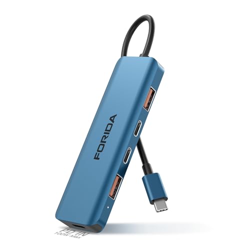 FORIDA USB C Hub, 10 Gbps USB C Splitter für Laptop, 2 Type C 3.1 und 2 USB A 3.2 Datenanschlüsse, 100 W Power Charging, für MacBook Air/Pro, Surface Pro, XPS, PC, iPhone 15 (Blue) von FORIDA