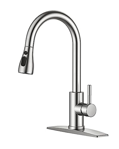 FORIOUS Ausziehbar Küchenarmatur mit 360° schwenkbar Gebürstetes Nickel, 3 Modus Wasserhahn Küche Ausziehbar, Edelstahl Einhand Spültischarmatur von FORIOUS