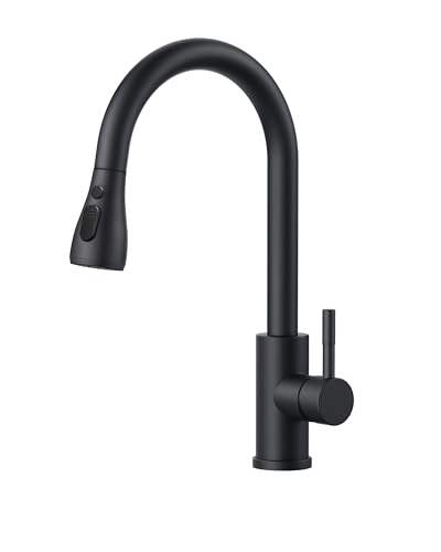 FORIOUS Wasserhahn Küche Schwarz, Hochdruck Küchenarmatur mit Herausziehbarer Brause Ausziehbar Armatur, Mischbatterie Spültischarmatur, 360° Schwenkbar Zwei Sprühfunktionen von FORIOUS