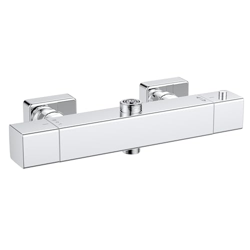 FORIOUS Thermostat Duscharmatur – Mischbatterie für Dusche mit 38 °C Verbrühschutz, Aufputz Brausethermostat aus Messing mit Cool-Touch-Technologie und Temperatur-Memory, Chrom FORIOUS Thermostat Duscharmatur – Mischbatterie für Dusche mit 38 °C Verbrühschutz, Aufputz Brausethermostat aus Messing mit Cool-Touch-Technologie und Temperatur-Memory, Chrom von FORIOUS