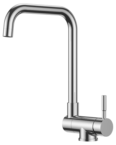 FORIOUS Wasserhahn Küche, Küchenarmatur mit 360° Schwenkbar und Klappbar, L-förmiger Edelstahl Design,Einhebelmischer für Kalt und Warmwasser Mischbatterie Spültischarmatur küche, Polierter Chrom FORIOUS Wasserhahn Küche, Küchenarmatur mit 360° Schwenkbar und Klappbar, L-förmiger Edelstahl Design,Einhebelmischer für Kalt und Warmwasser Mischbatterie Spültischarmatur küche, Polierter Chrom von FORIOUS