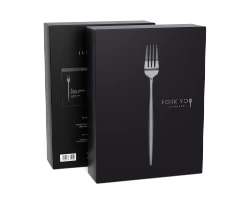 FORK YOU Besteck Set Schwarz Matt (16-teilig), rostfreier Edelstahl, Tafelbesteck für 4 Personen, spülmaschinenfest, Geschenk Set in hochwertiger Geschenkbox von FORK YOU