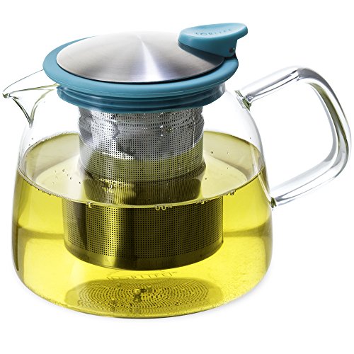 FORLIFE Bell Glas-Teekanne mit Sieb, 730 ml, Türkis von FORLIFE