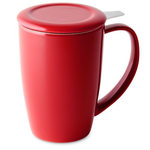 FORLIFE Curve Teetasse mit Teesieb und Deckel, 425 ml, Rot von FORLIFE