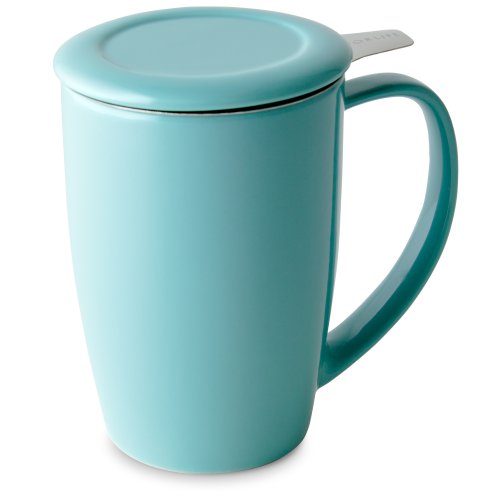 FORLIFE Curve Teetasse mit Teesieb und Deckel, 425 ml, Türkis von FORLIFE