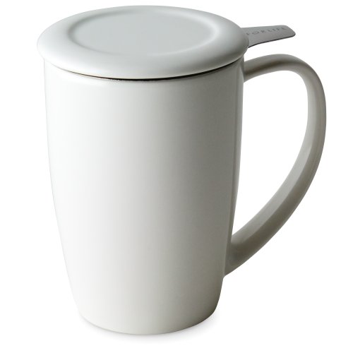 FORLIFE Curve Teetasse mit Teesieb und Deckel, 425 ml, Weiß von FORLIFE