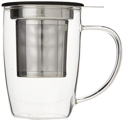 Tea PeopleFORLIFE FNG-BLK NewLeaf Teebecher aus Glas mit Teesieb und Deckel, Schwarz von FORLIFE