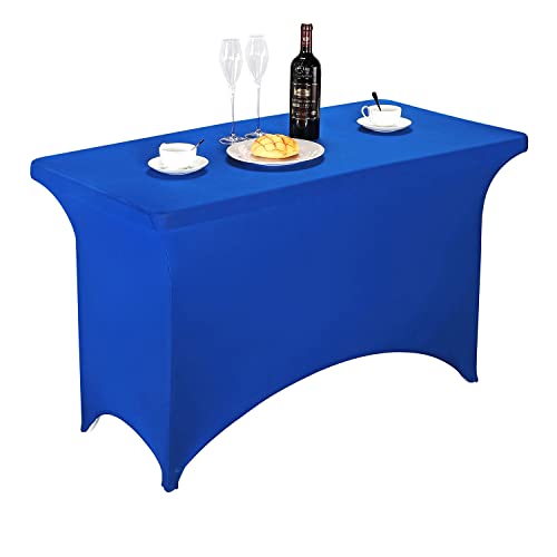 Spandex-Tischdecken, 1,2 m, taillierte Tischdecke für rechteckige Tische, Stretch-Terrassentischabdeckungen, universelle Spandex-Tischdecke für Hochzeit, Bankett, Party (1,2 m, Königsblau) von FORLIFE