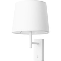 Aura Wand für Schlafzimmer E27 mit Ein/Aus -Schalter an der Basis. Weiße Farbe mit Textilbildschirm - Forlight von FORLIGHT