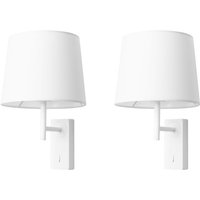 Forlight - Aura - 2 Apliques de Pared para Dormitorio E27 con Interruptor on/off en la Base. Color Blanco con Pantalla de Textil Forlight - Aura - 2 Apliques de Pared para Dormitorio E27 con Interruptor on/off en la Base. Color Blanco con Pantalla de Textil von FORLIGHT