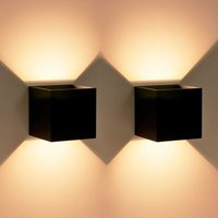 Axis Square - 2 Apliques de pared Iluminación LED Exterior para Terrazas, Jardines y Balcones ON/OFF 3000K en Color Negro von FORLIGHT