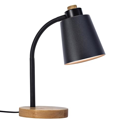FORLIGHT Pau Lámpara de Escritorio de Estilo Nórdico. Flexo de Escritorio E27 de Acero Negro y Madera Clara Natural von FORLIGHT