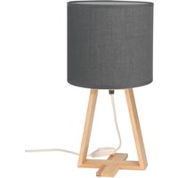 Nuts - Lámpara de Mesa de Estilo Nórdico. Para Mesita de Noche de Madera Natural y Textil de Color Gris. E27 von FORLIGHT