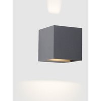 Quadratische Außenwandleuchte Axis mit 3000K warmweißem LED-Licht in urbanem Grau von FORLIGHT