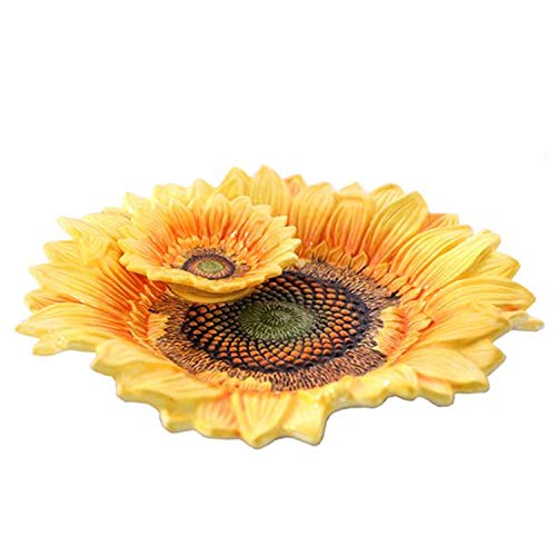 FORLONG Keramik-Splitter- und Dip-Platte, doppellagig, handbemalt, gelbe Sonnenblumen-Design, 29 cm von FORLONG