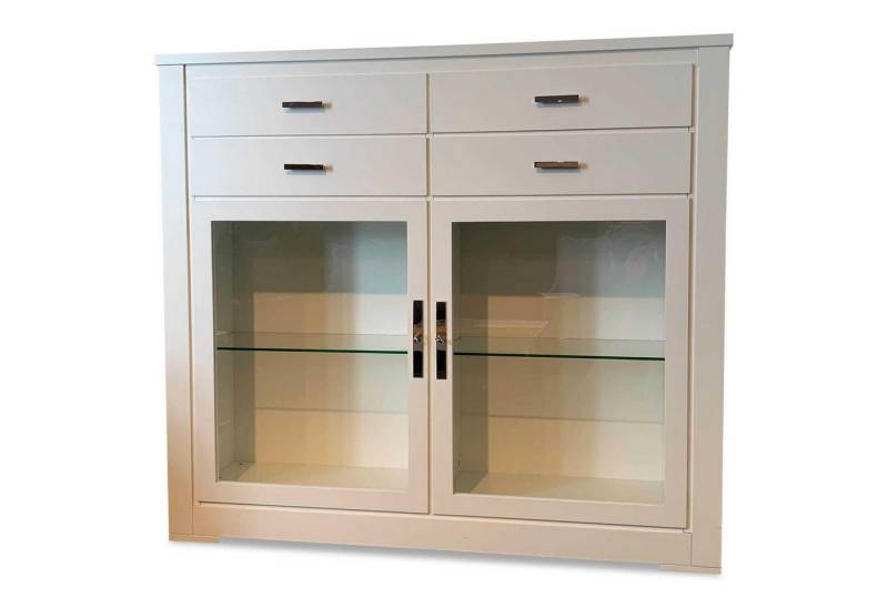 FORM EXCLUSIV Standvitrine Buffet Bordeaux MDF Weiß Lichtgrau Gewischt von FORM EXCLUSIV