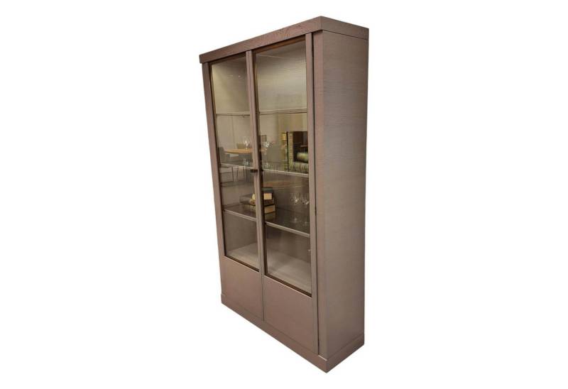 FORM EXCLUSIV Standvitrine Vitrine Madison 2-türig Korpus Eiche Grau Gebeizt Türen Glas von FORM EXCLUSIV