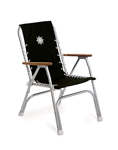 FORMA MARINE Liegestuhl mit hoher Rückenlehne, Bootsstuhl, klappbar, eloxiert, Aluminium, schwarz, Modell M150BL von FORMA MARINE