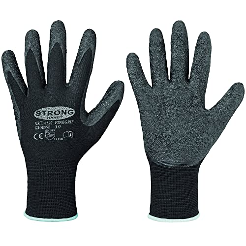 12 Paar Stronghand - Arbeitshandschuh Latex beschichtet Finegrip schwarz Gr. 7 von FORMAT