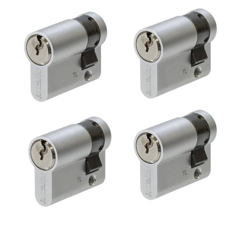 FORMAT Profilzylinder [4ErPack] Halbzylinder 10/30 verschiedenschließend Tür Profilzylinder, (4-St), Material Aluminium + 3 Schlüssel von FORMAT