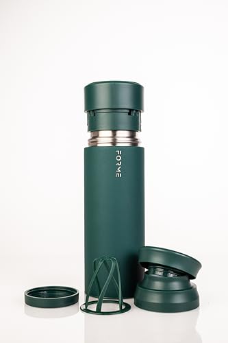 FORME Shaker - Edelstahl Protein Shaker - Doppelwandig Vakuum Isoliert - Kalte und Heißgetränke - Proteinpulver Behälter - Silent Shaker - Auslaufsicher - Passend für Becherhalter - Dschungel (Grün) von FORME