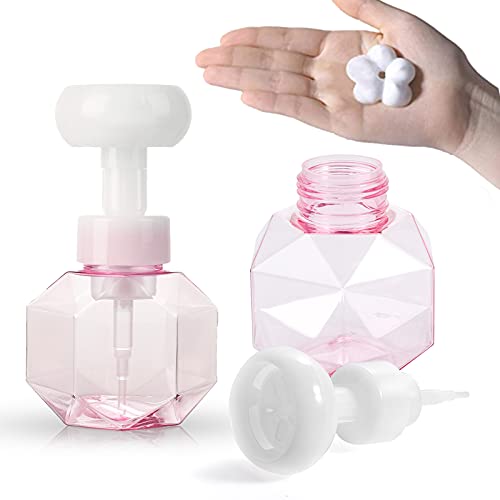 FORMIZON 2 Flaschen Schäumende Seifenspender Blume Schaum Machen 300ml, Schäumende Flasche, Pumpe Leer Flaschen, Nachfüllbare Schaumlotion Seifenpumpen für Reise Badezimmer Küche, Duschgel (Rosa) von FORMIZON