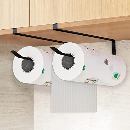 FORMIZON 2 Stück Küchenrollenhalter Ohne Bohren, Küchenpapierhalter Wandmontage Papier Handtuch Rollenhalter, Multifunktion Wandmontage Papierrollenhalter für Küche Badezimmer Organisation (Schwarz) von FORMIZON