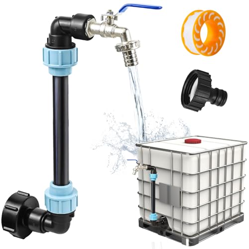 FORMIZON IBC Tank Schwanenhals, IBC Adapter mit Schwanenhals Messing Wasserhahn, IBC Schwanenhals 3/4" Auslaufhahn für 1000L Regenwassertank, Regenfass, IBC Container (A) von FORMIZON
