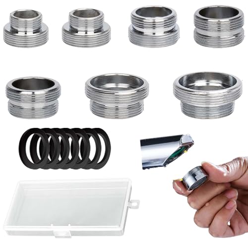7 Universal Adapter Wasserhahn mit Gewinde, FORMVERSITY Wasseranschluss Adapter, Wasserhahnadapter m18 Auf m22, Kit Reduzierstück Wasserhahn Aufsatz für Wasserhahns Strahlregler von FORMVERSITY