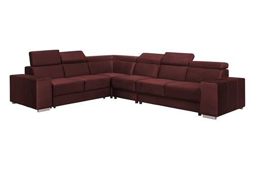 FORNIRO 24 Alma Ecksofa mit Schlaffunktion - Sofa mit 6 Sizten und Robustem Überzug - Schlafcouch L-Form Universal - Modern Couch - Schlafsofa bewegliche Kopfstützen - 330x265x85 cm - Kastanienbraun von FORNIRO 24