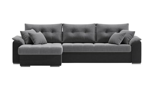 FORNIRO 24 Dalmir Ecksofa mit Schlaffunktion und Bettkasten - Sofa mit 3 Sitzen - Universal Schlafcouch L-Form mit Kissen - Modern Couch - 260x85x152 cm (Matt Velvet) von FORNIRO 24