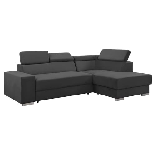 FORNIRO 24 Dalvio Ecksofa mit Schlaffunktion und Bettkasten - Sofa mit 3 Sitzen und Robustem Überzug - Schlafcouch L-Form Links/Rechts - Modern Couch - 248x180x79/95 cm (Stoff Basic, Graphit) von FORNIRO 24