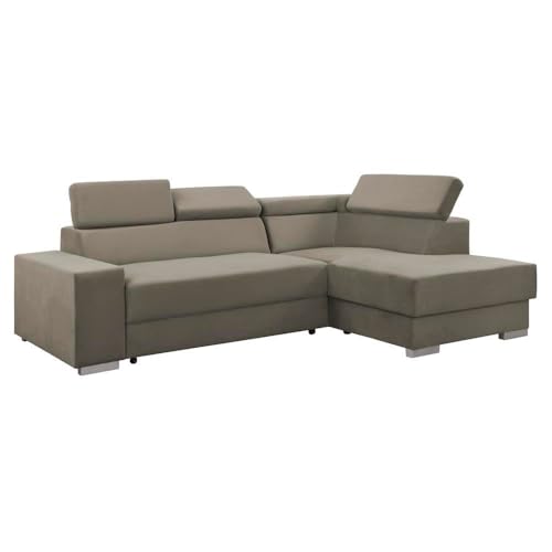 FORNIRO 24 Dalvio Ecksofa mit Schlaffunktion und Bettkasten - Sofa mit 3 Sitzen und Robustem Überzug - Schlafcouch L-Form Links/Rechts - Modern Couch - 248x180x79/95 cm (Stoff Komfort, Beige) von FORNIRO 24