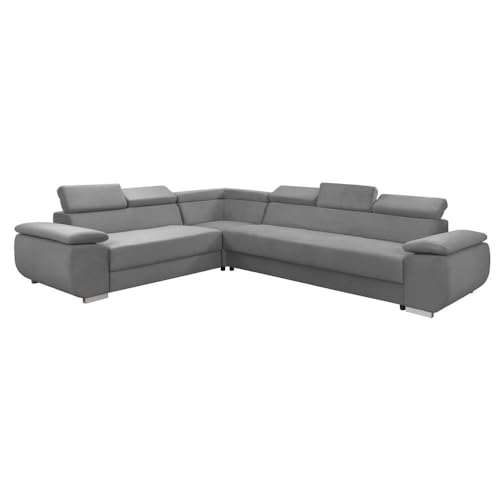 HING HARBOR FORNIRO 24 Dantino Ecksofa mit Schlaffunktion und Bettkasten - Sofa mit 5 Sitzen und Robustem Überzug - Schlafcouch L-Form - Modern Couch - 318x255x79/95 cm (Stoff Basic, Hellgrau) von FORNIRO 24