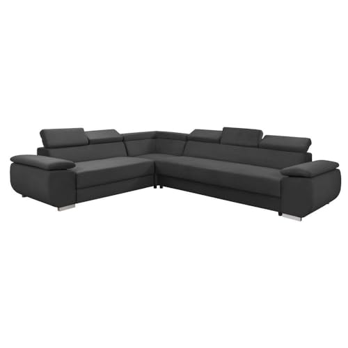 HING HARBOR FORNIRO 24 Dantino Ecksofa mit Schlaffunktion und Bettkasten - Sofa mit 5 Sitzen und Robustem Überzug - Schlafcouch L-Form - Modern Couch - 318x255x79/95 cm (Stoff Komfort, Graphit) von FORNIRO 24
